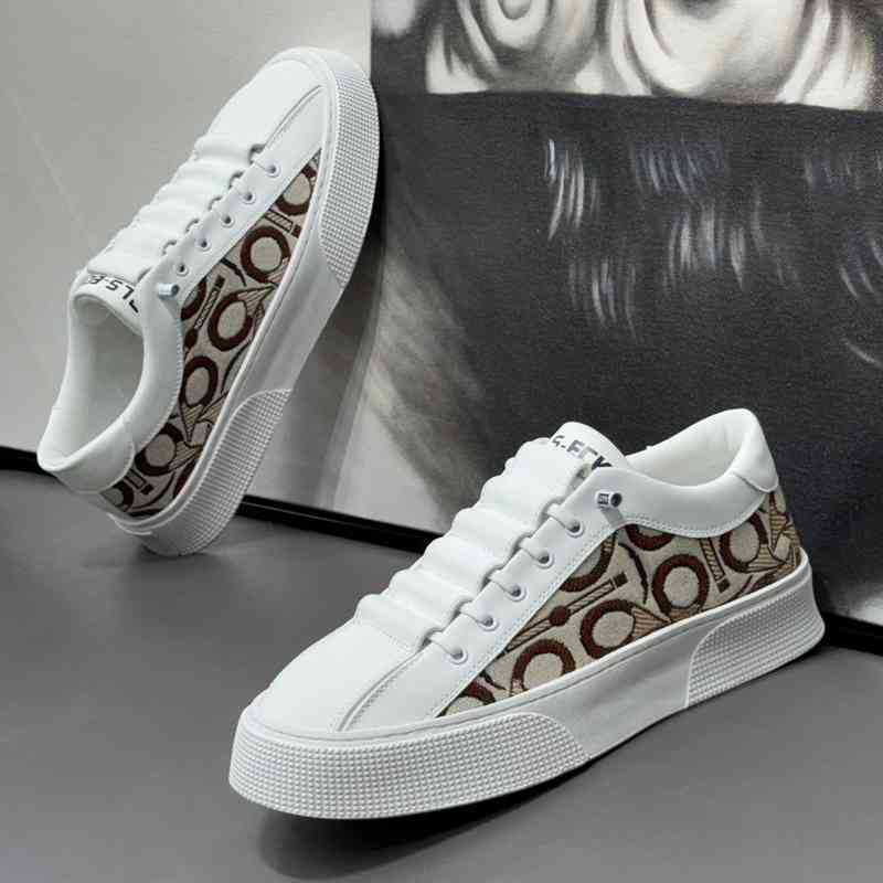 Free shipping Casual embroidered printed trendy soft soled breathable board one foot on white men's shoes dh1103675481