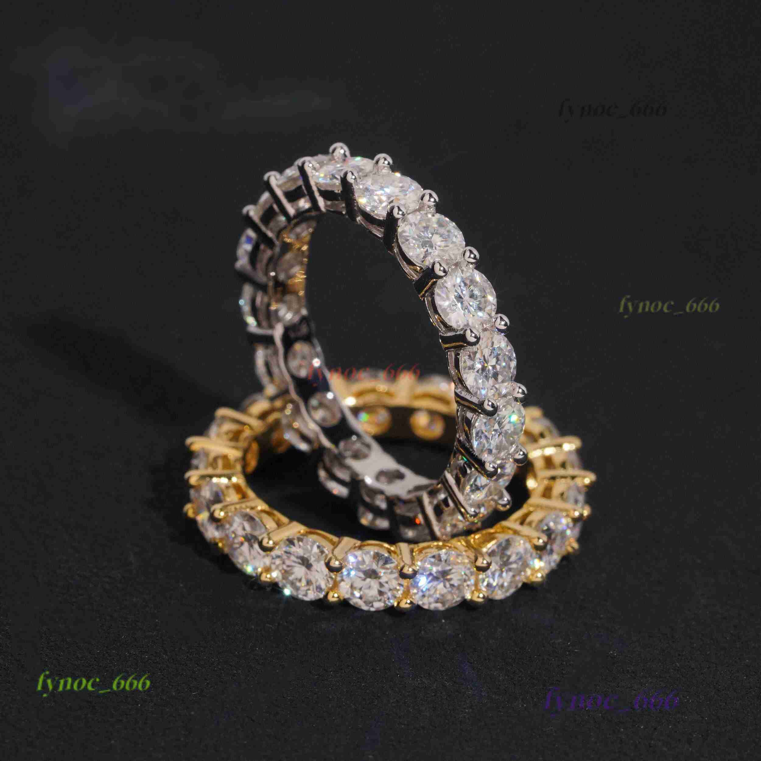 Fancy Jewelry Diamond Ring 925 Sterling Silver Hip Hop Moissanite Stacking Rings Couple Love Rings