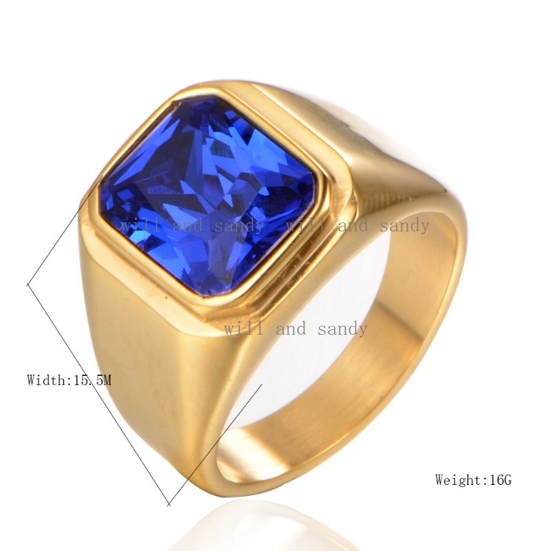 Gemstone Ring Luxury Signet Rings Non Tarnish Plated 18k Gold Stainless Steel Waterproof Emerald Rings Wedding Band for Men Designer Jewelry Gift for 