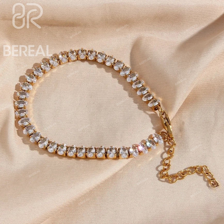 Wholesale 925 Sterling Silver Tennis Moissanite Chain New Design Yellow Gold Oval Cut Moissanite Tennis Necklace Women Jewelry