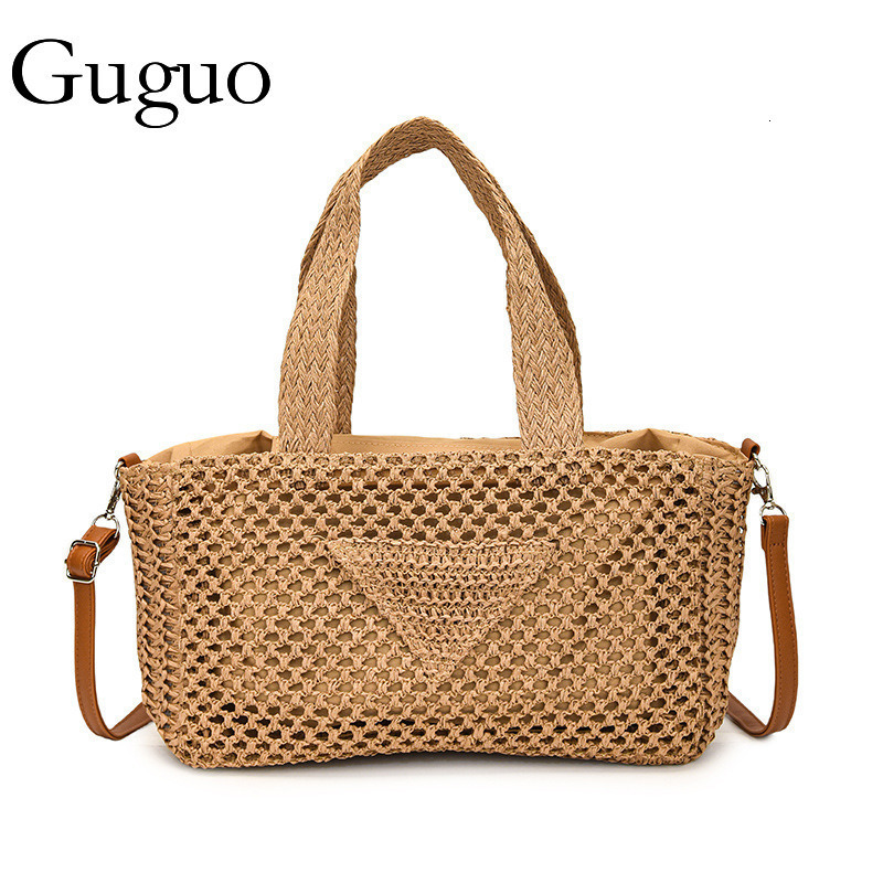 Guguo Free Shipping New High-end Shopping Beach Vacation Woven Large Capacity Handheld Straw Casual Simple Hollow Shoulder Bag Z260124