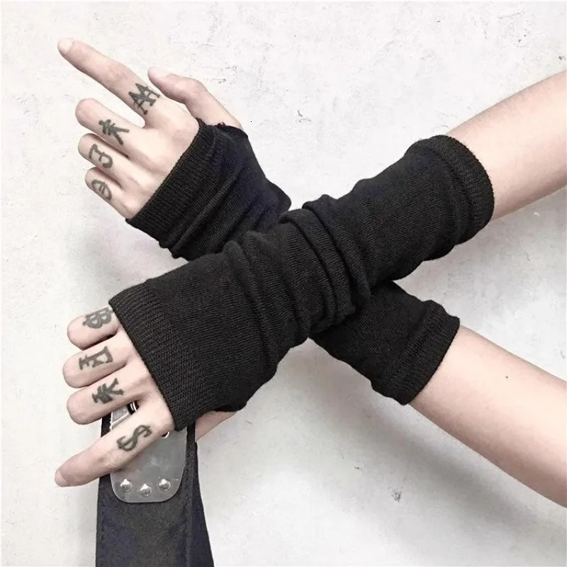 Women Men Gothic Lolita Glove Arm Cover Harajuku Arm Warmers Striped Fingerless Punk Long Wristband Fashion Y2K Girls Gloves 250906