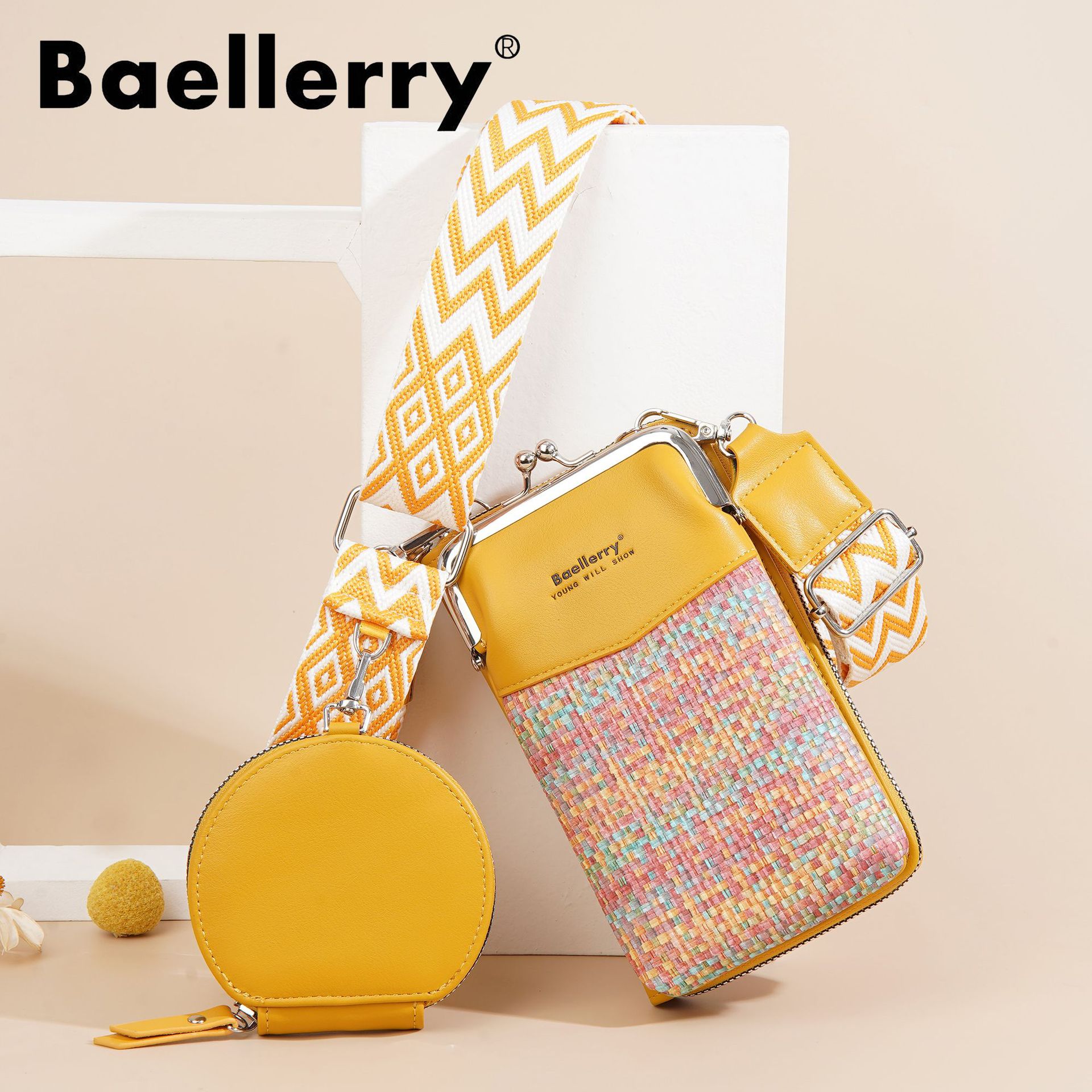The 2025 hot new baellerry phone bag is a versatile crossbody single-shoulder bag with contrasting colors
