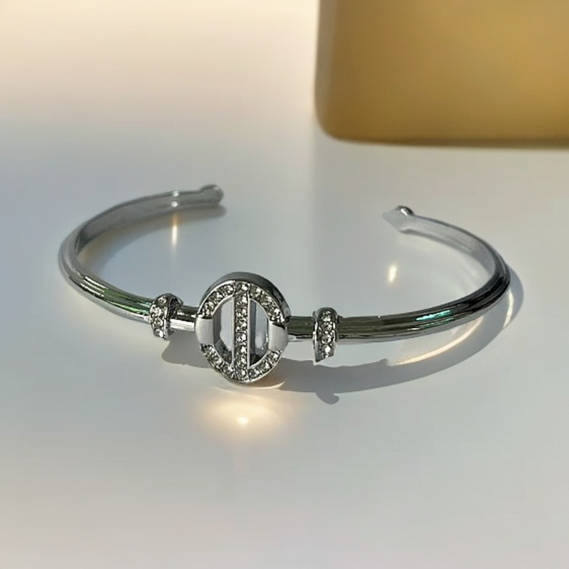 New 925 Sterling Silver Zirconia Inline Starry Sky Open Metal Bracelet niche and high-end geometric diamond bracelet Shiny Party Gift Fashion Women Je - view 8