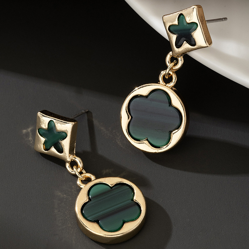 Luxury Brand Designer Jewelry 2025 Autumn Winter New Diamond Round Double Flower Earrings Vintage Elegant Flower Drop Earrings Matching Trench Coat Te