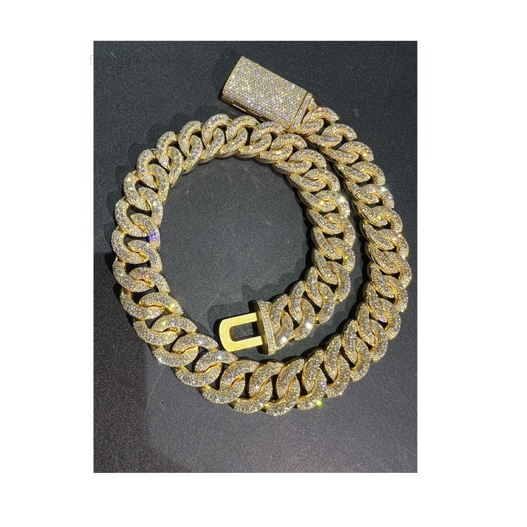 VVS Moissanite 925 Sterling Silver 30MM 24 Inch Cuban Chain Rose Gold