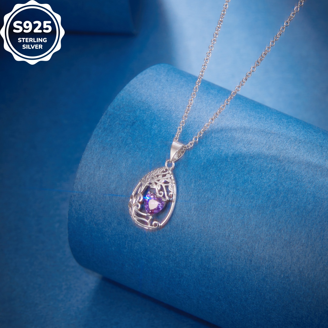 MT Best-selling S925 Sterling Silver Tear Drop Pendant Birthstone Necklace Gemstone Anniversary Birthday Jewelry Graduation Gift Fast free Shipping