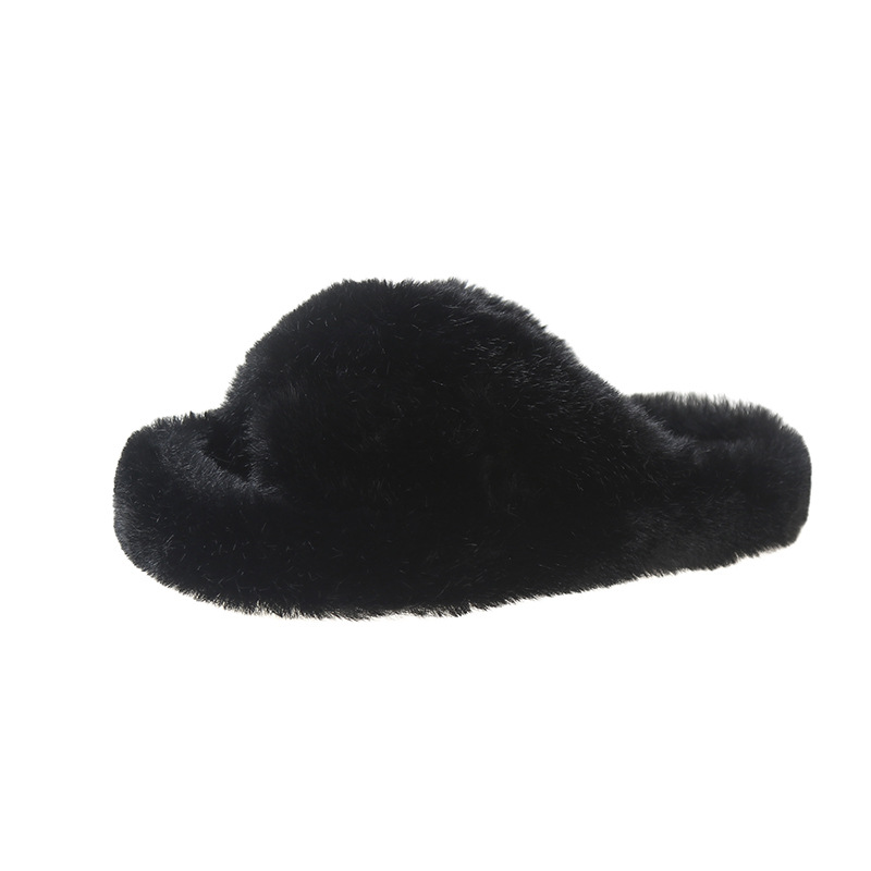 Free shipping 2025 new designer Slippers High quality thick soled height increasing hairy slippers with added velvet cotton slippers for external wear