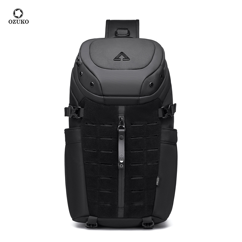 OZUKO men's tactical chest senior crossbody bag outdoor waterproof portable one-shoulder backpack for men