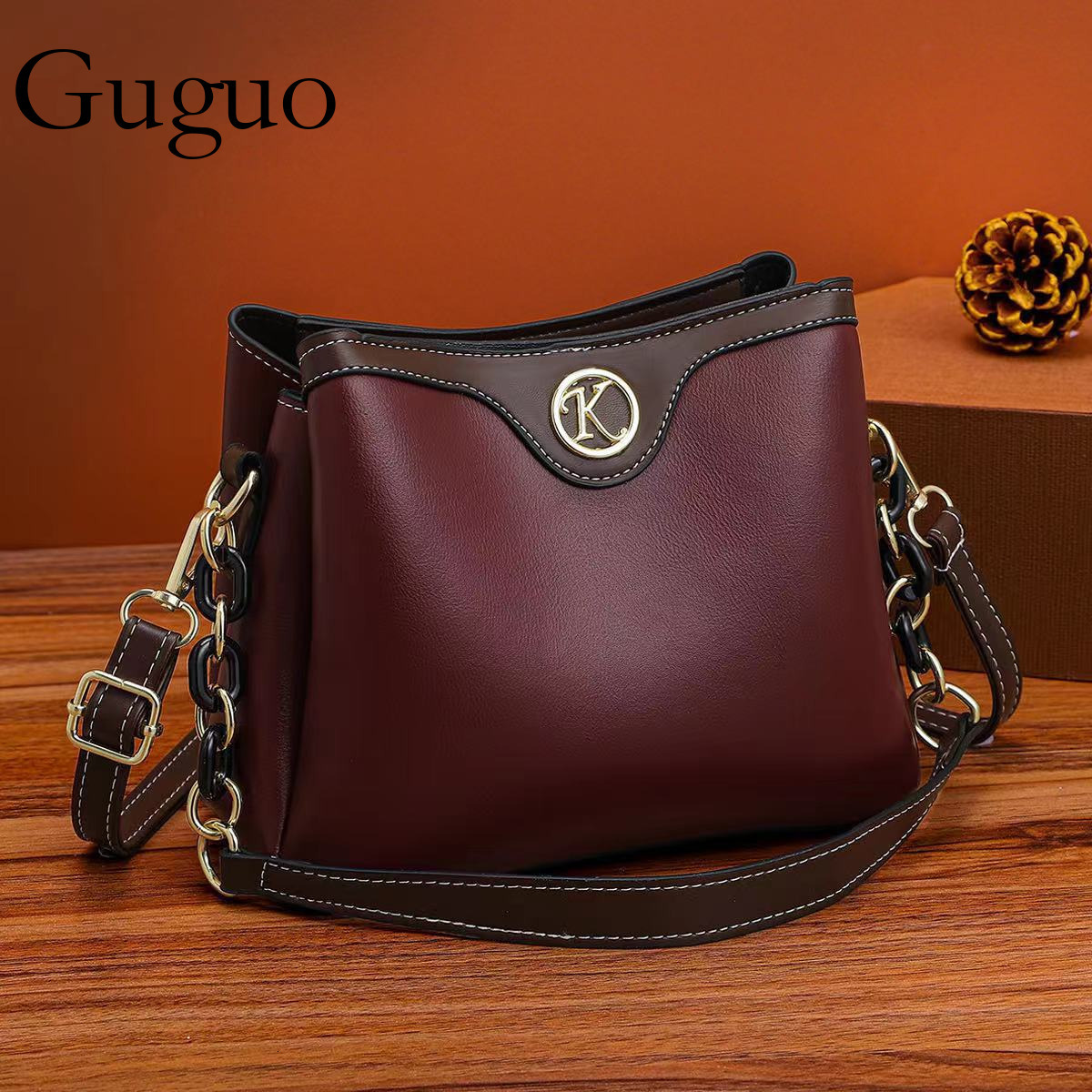Guguo Free Shipping New Designer Bag High-end Shopping Bag Fashion Retro Bucket Bag From Manufacturer Trendy Large Capacity Shoulder Crossbody Bag Who