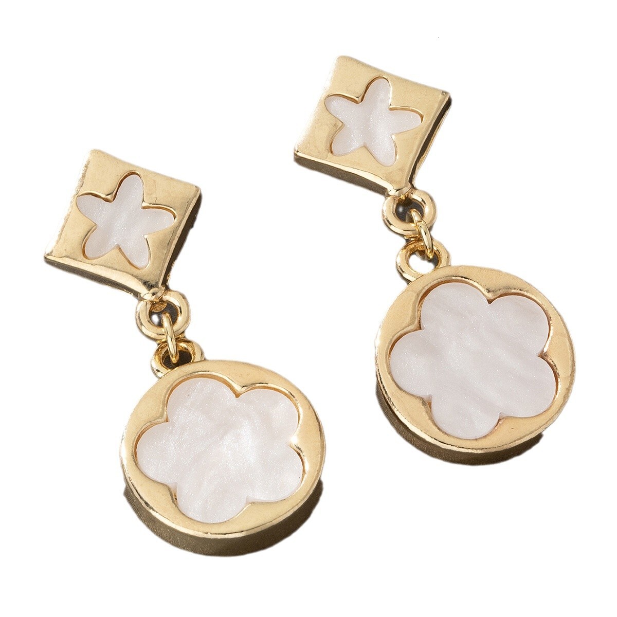 Luxury Brand Designer Jewelry 2025 Autumn Winter New Diamond Round Double Flower Earrings Vintage Elegant Flower Drop Earrings Matching Trench Coat Te