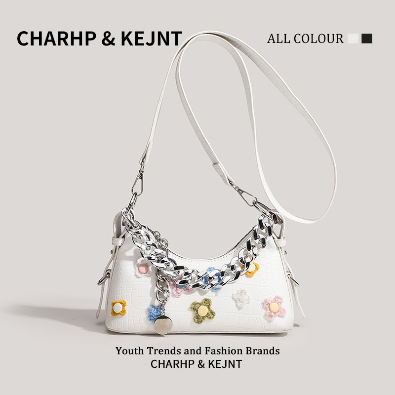 CHARHP&KEJNT this year's popular flower baguette premium texture small armpit cross-body bag
