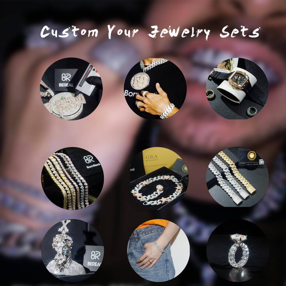 Hot Selling Hip Hop 10mm 14k Gold Plated Ice Outer Tennis Necklace 925 Silver baguette VVS Moissanite Men Bracelet