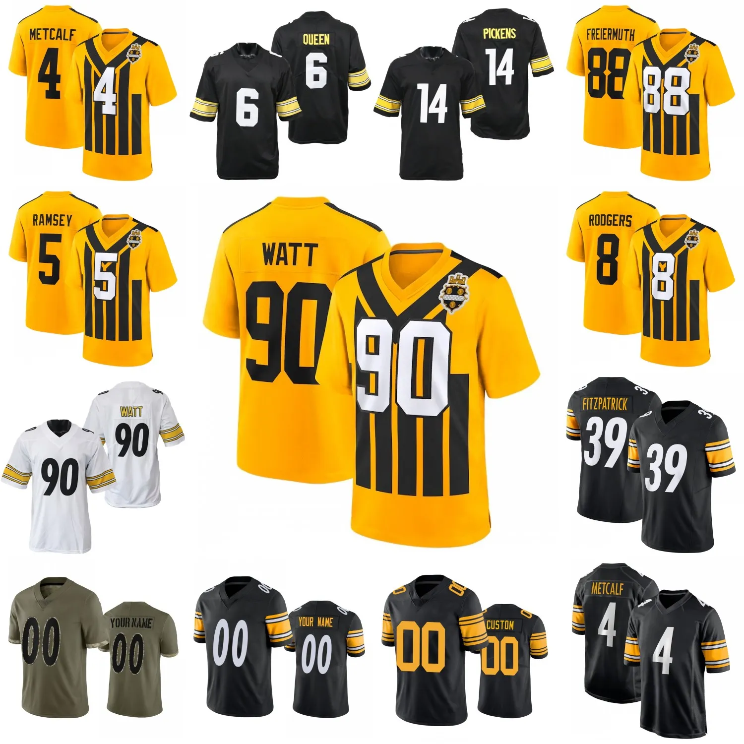 1933 Throwback Football Jersey T. J. Watt Will Howard Aaron Rodgers DK Metcalf Mason Rudolph Jack Sawyer Pickens Porter Queen Freiermuth Heyward Highsmith Warren cust