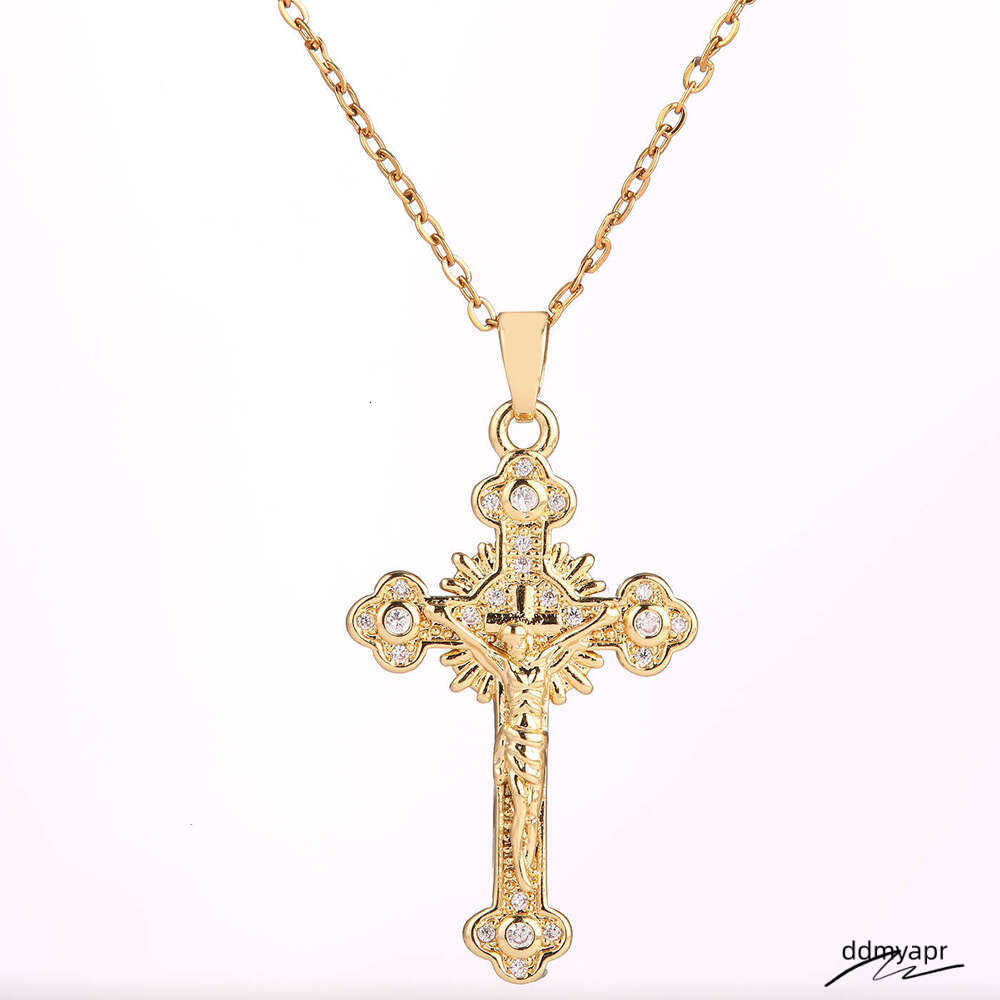 Collections Elegant Cross Pendant Necklace - Stainless Steel Dia-Cut Crucifix Chain For Women (45Cm+5Cm Adjustable) Ddmyhome