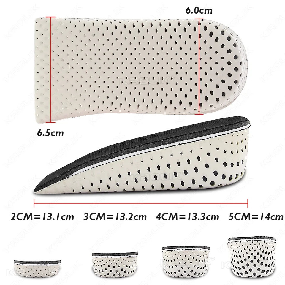 Half Shoe Insoles Heel Insert Sport Cushion Height Increase EVA Memory Foam Heel Lifting 2345CM Taller Invisible Heighten Pad 250906