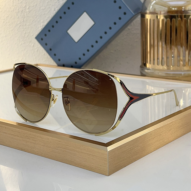 Designer Sunglasses For Women Men Classic Metal Full Frame Round Eyewear 0225 Luxury Sunglasses Outdoor Goggles UV400 Glasses With Box