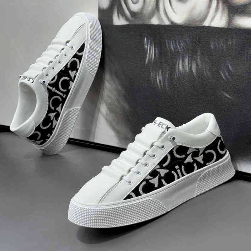 Free shipping Casual embroidered printed trendy soft soled breathable board one foot on white men's shoes dh1103675481