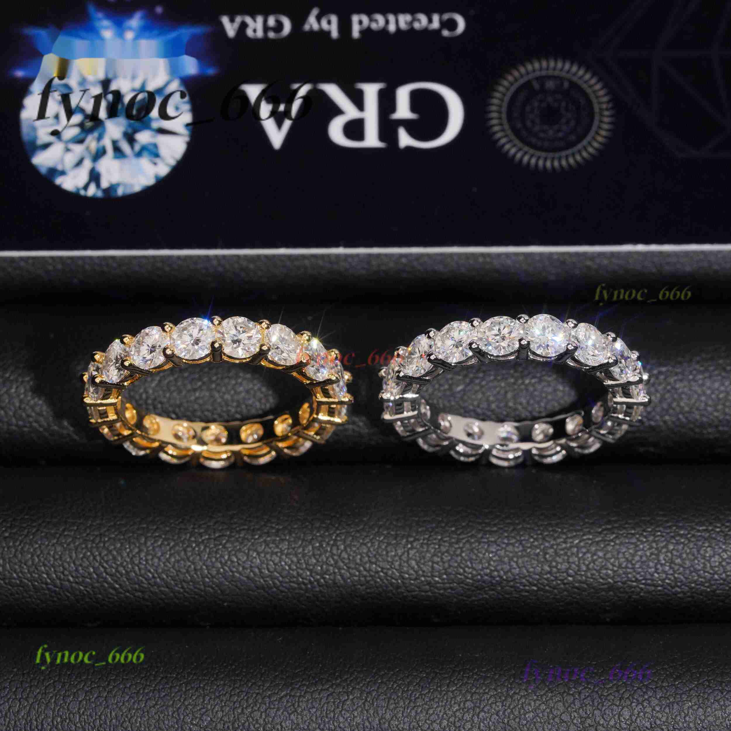 Fancy Jewelry Diamond Ring 925 Sterling Silver Hip Hop Moissanite Stacking Rings Couple Love Rings