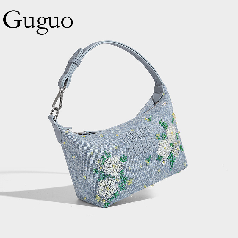 Guguo Free Shipping New Designer Bag High-end Shopping Bag Fashion Versatile Niche Embroidery Beaded Commuter High-end Small Tote Handbag Shoulder Bag