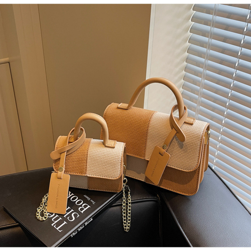 2025 autumn new niche design color blocked light luxury versatile elegant small square bag women's shoulder bag bag designer bag