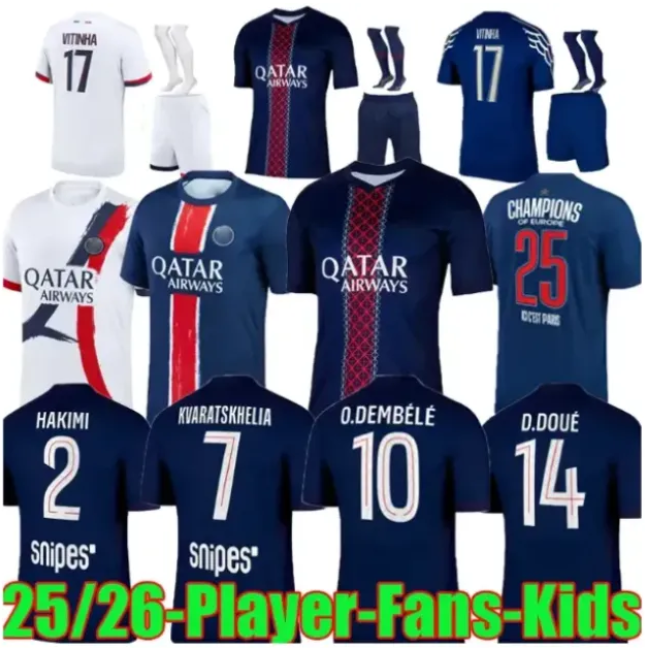 psges jersey 25 26 Ousmane Dembele jersey Khvicha Kvaratskhelia Football Shirt GonCalo Ramos Gianluigi Donnarumma kit Soccer Jerseys kids paris germain jersey