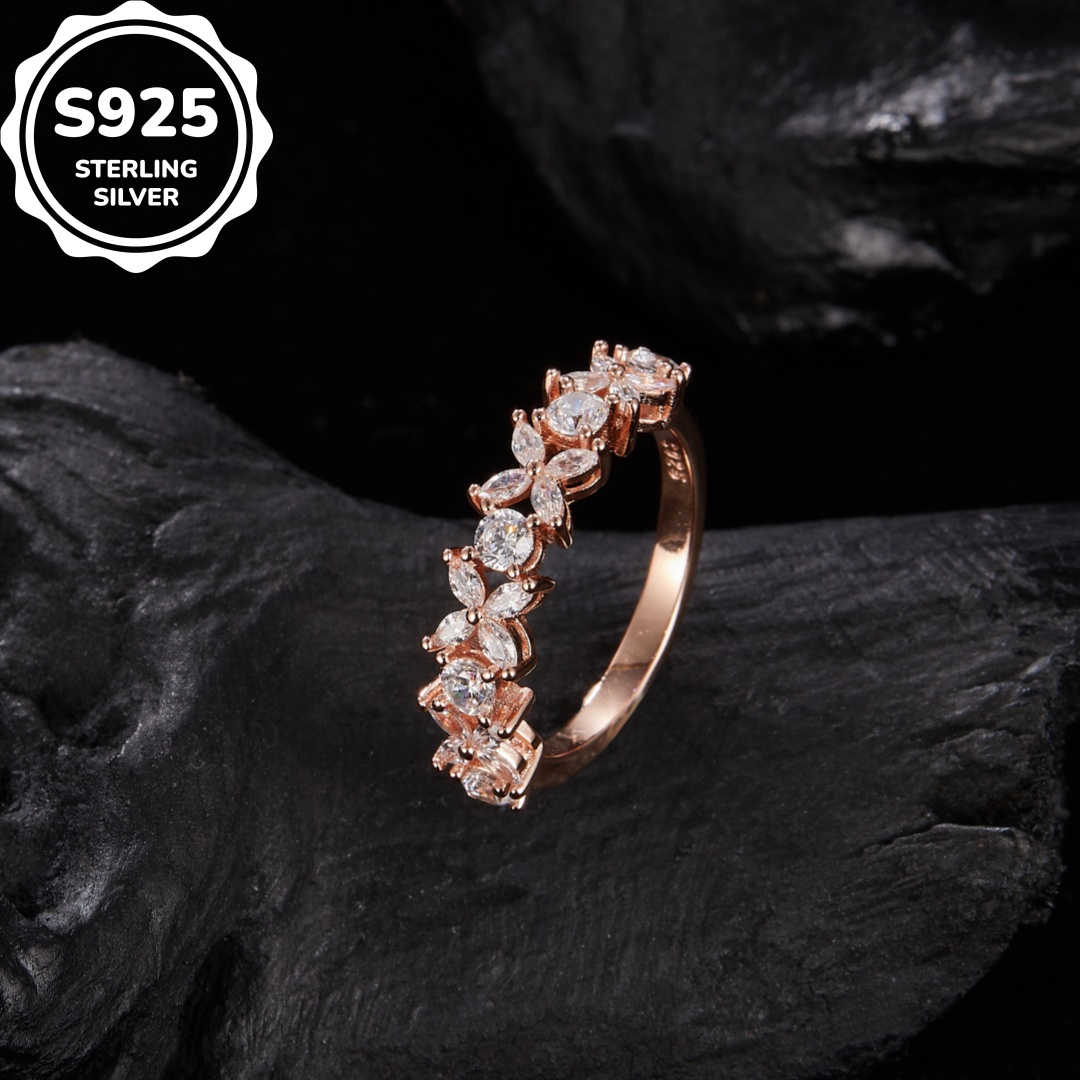 MT Elegant four -leaf Wedding Ring 925 Sterling Silver Rhodium-plated Cubic Zirconia Ring, Women's Jewelry, Dropshipping Available, Free Fast Shi