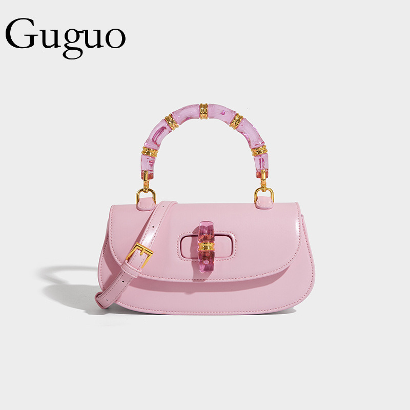 Guguo Free Shipping New Designer Bag High-end Shopping Bag Crystal Bamboo Knot Bag Versatile Saddle Bag Simple Trendy Small Bag Single Shoulder Crossb