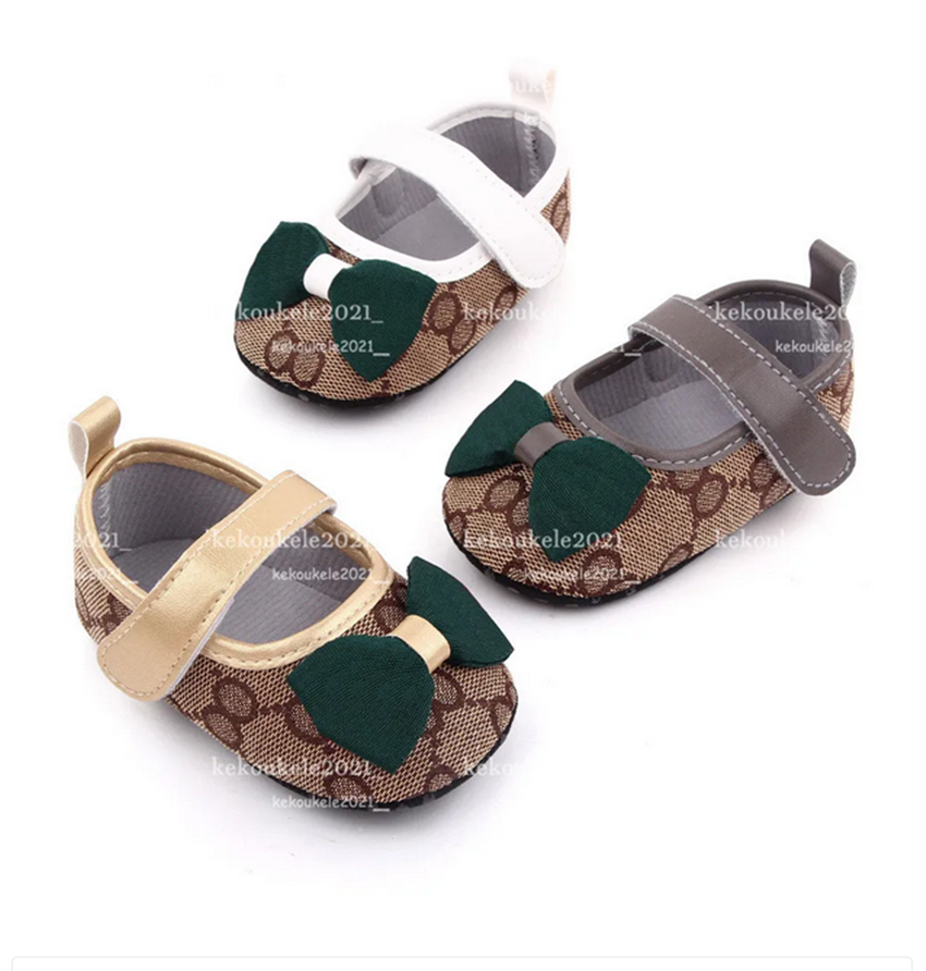 Newborn Prewalker Baby Girls Toddler First Walkers Crib Shoes Non-Slip Soft Sole Princess Bowknot Shoes 0-18M
