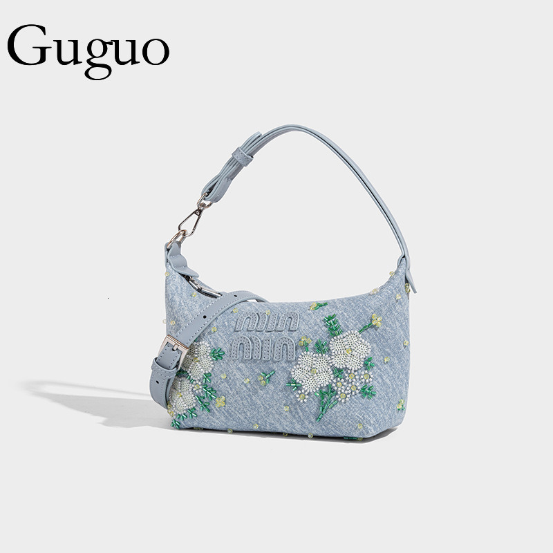Guguo Free Shipping New Designer Bag High-end Shopping Bag Fashion Versatile Niche Embroidery Beaded Commuter High-end Small Tote Handbag Shoulder Bag