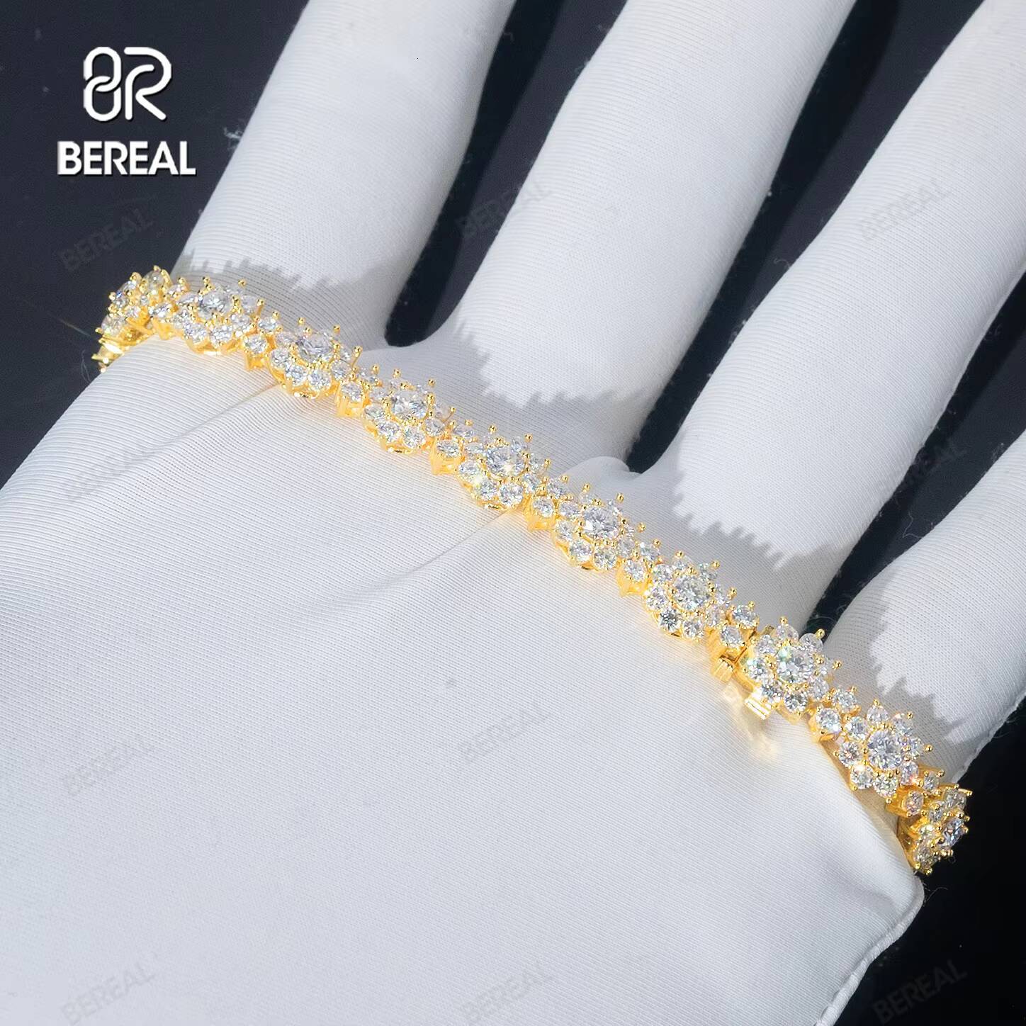 Luxury 84CT Vvs Lab Grown Diamond Tennis Chain Bracelet Factory Outlet Yellow Gold 925 Silver Tennis Bracelet Women Jewelry