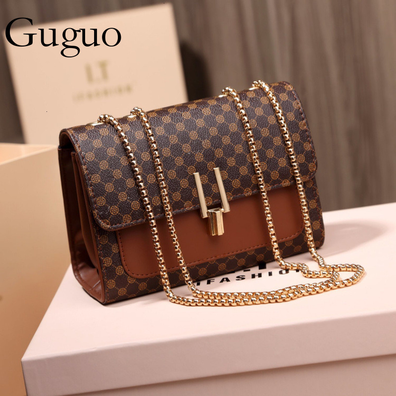 Guguo Free Shipping New Designer Bag High-end Shopping Bag Luxury Crossbody Bag Small Square Bag Polka Dot Print Versatile Fashion Shoulder Bag Chain 