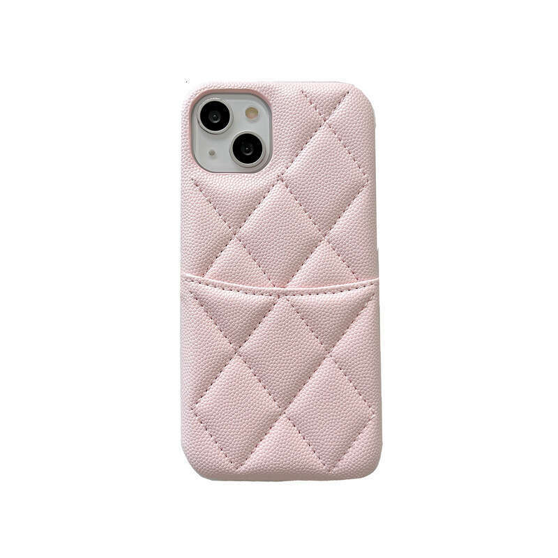 DHgargets iPhone 16 Pro Max Chanel Style Quilted Luxury Apple 11 Lychee Pattern 13 Leather 12 Card Slot Phone Case