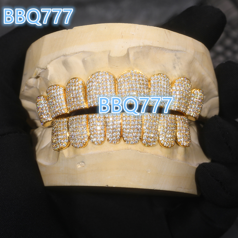 Custom Made Personalized VVS Moissanite Diamond Dental Grills 14K 18K Gold Silver Iced Grillz Teeth Hip Hop Body Jewelry for Men