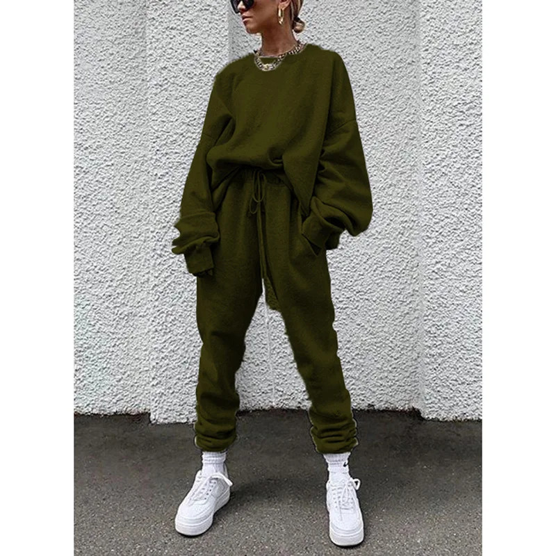 Oversized Womens Two Piece Hoodie Set Women Sport Suit Sweatshirt Autumn Winter Sportswear Running Sets Z260314