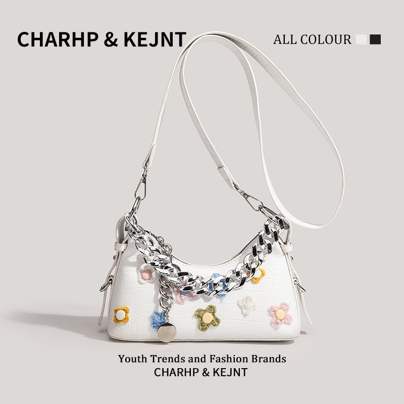 CHARHP&KEJNT this year's popular flower baguette premium texture small armpit cross-body bag