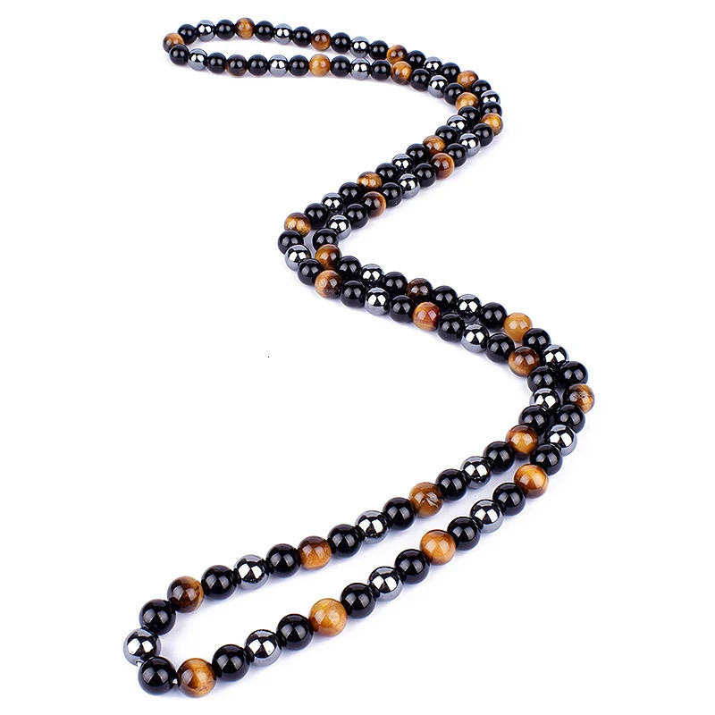 Hematite Obsidian Tiger Eye Beads Necklaces Men Fashion Triple Protection Necklace for Magnetic Health Protection Jewelry 250906
