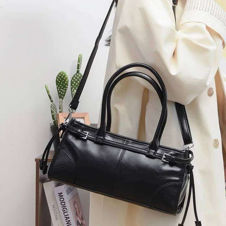 Underarm Tote - Women's Oil-Waxed PU Leather Crossbody Bag, Multi-Way Shoulder-To-Crossbody