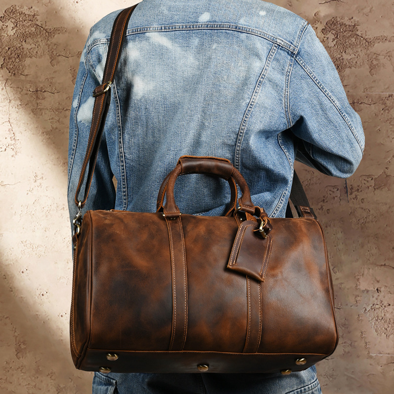 New Men s Luggage Leather Handbag Handmade Cowhide Travel Bag Autumn Designer Bag Large Capacity Women s Luggage Bag