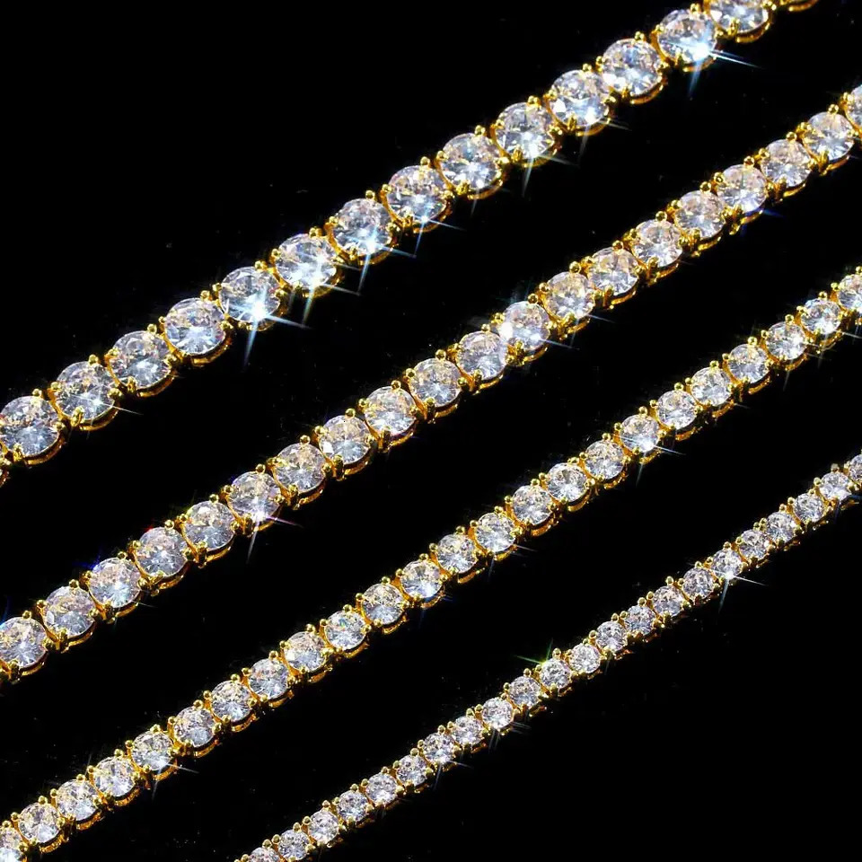 Wholesale Fine Jewelry Moissanite Diamond Tennis Chain Bracelet Necklace with 3MM Round Cut Diamonds