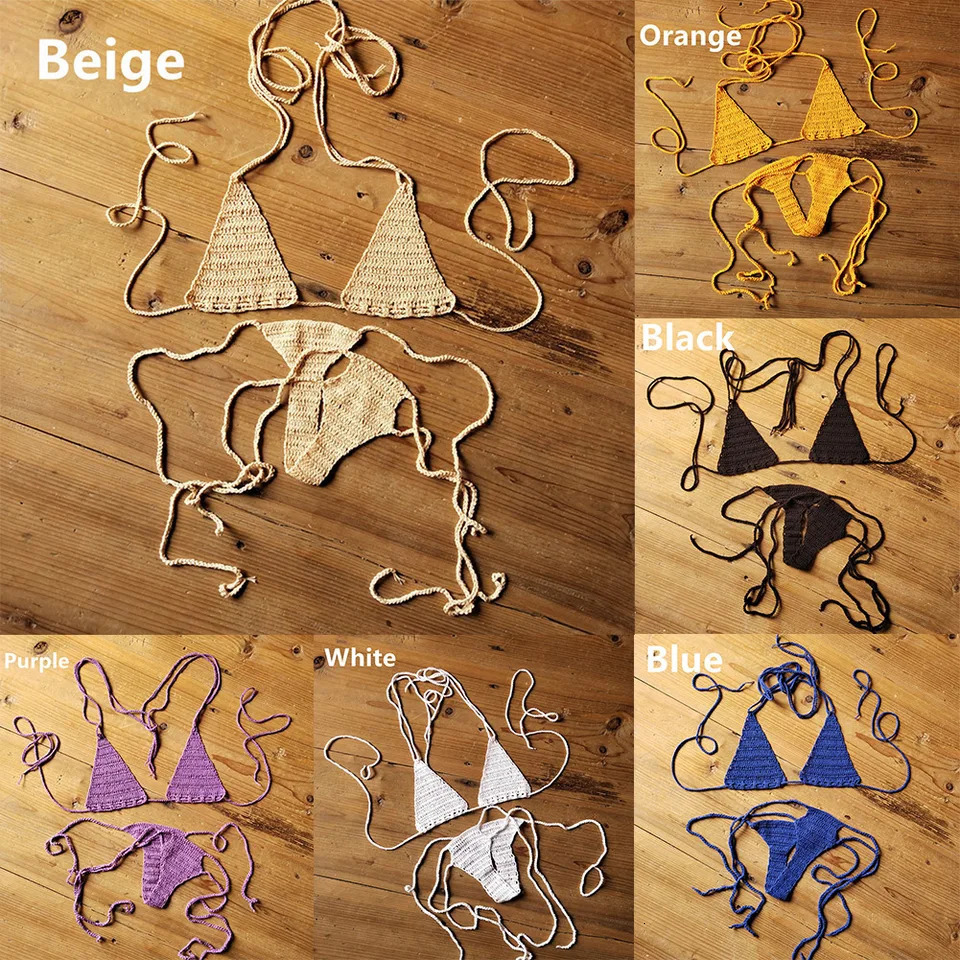 Hand Crochet Bikini Set WomenS Sexy Beach Swimwear Bohemian Swimsuit Sportswear Swimming Equipment For Summer Beach Party 250906