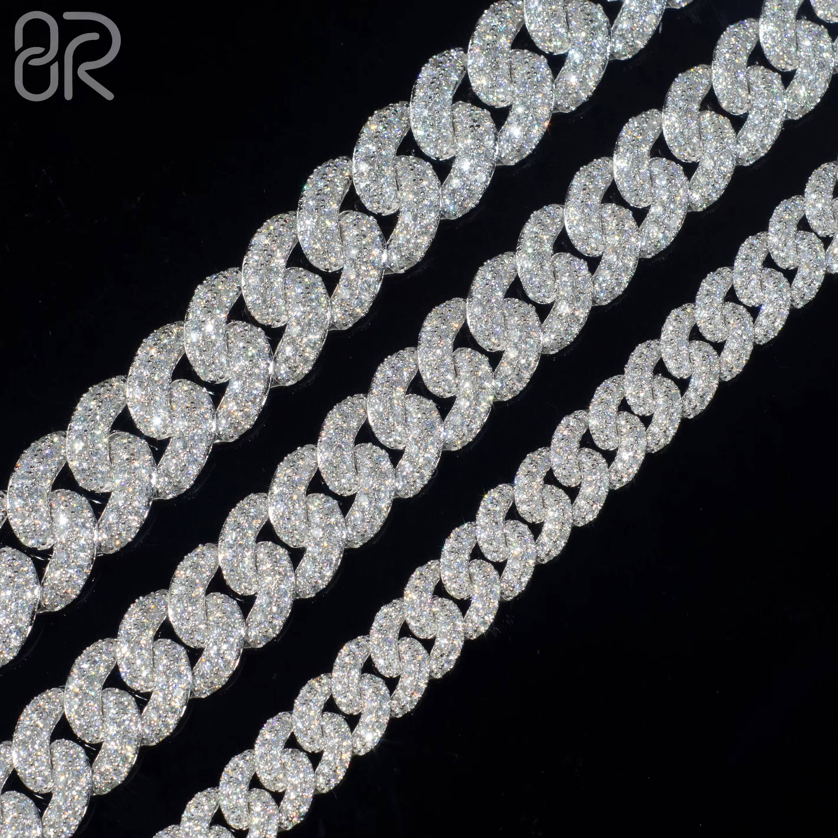 Wholesale Factory Direct 10MM 12MM 14MM Moissanite Cuban Chain Necklace Bracelet Hip Hop Style Vvs Diamond 925 Silver Cuban Link