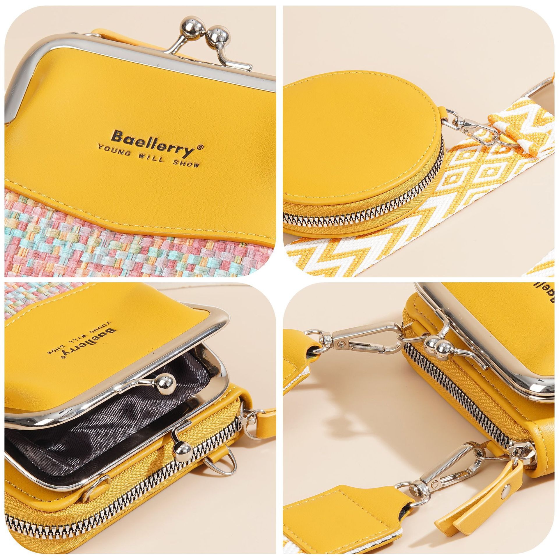 The 2025 hot new baellerry phone bag is a versatile crossbody single-shoulder bag with contrasting colors