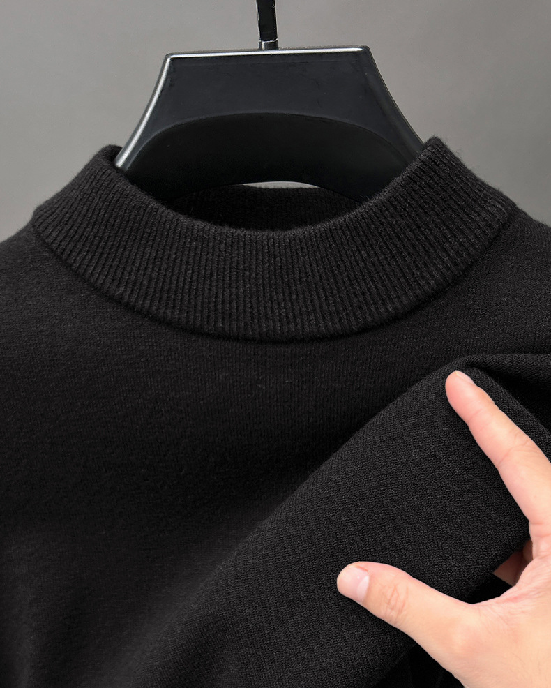 mens solid color longsleeve halfhigh collar 30 wool sweater casual stylish versatile and skinfriendly mens knitwear
