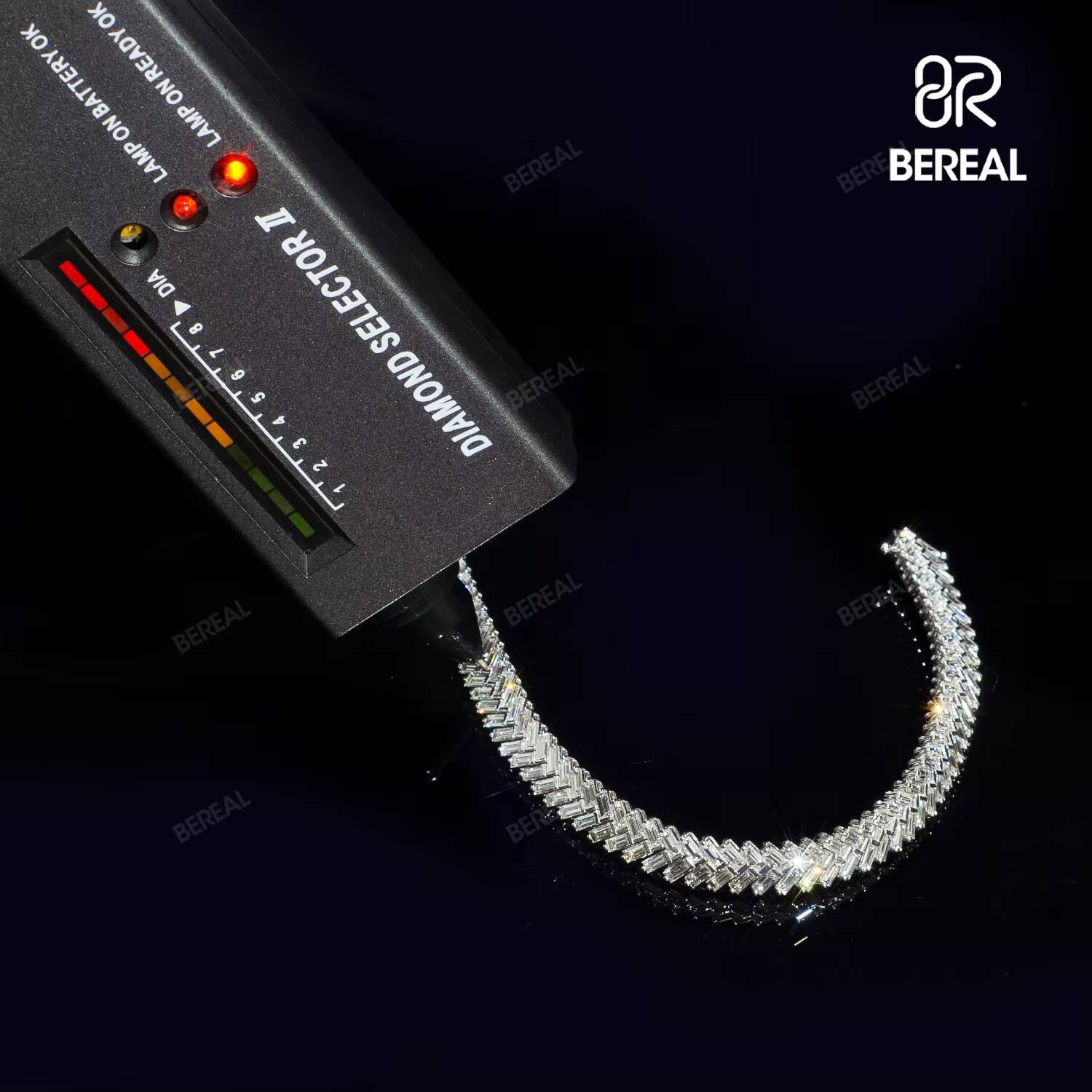 New Design Baguette Vvs Moissanite Tennis Chain Necklace Pass Diamond Tester Iced Out Diamond 925 Silver Bracelet for Men Women