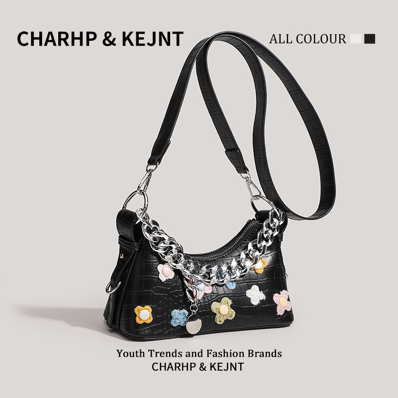 CHARHP&KEJNT this year's popular flower baguette premium texture small armpit cross-body bag