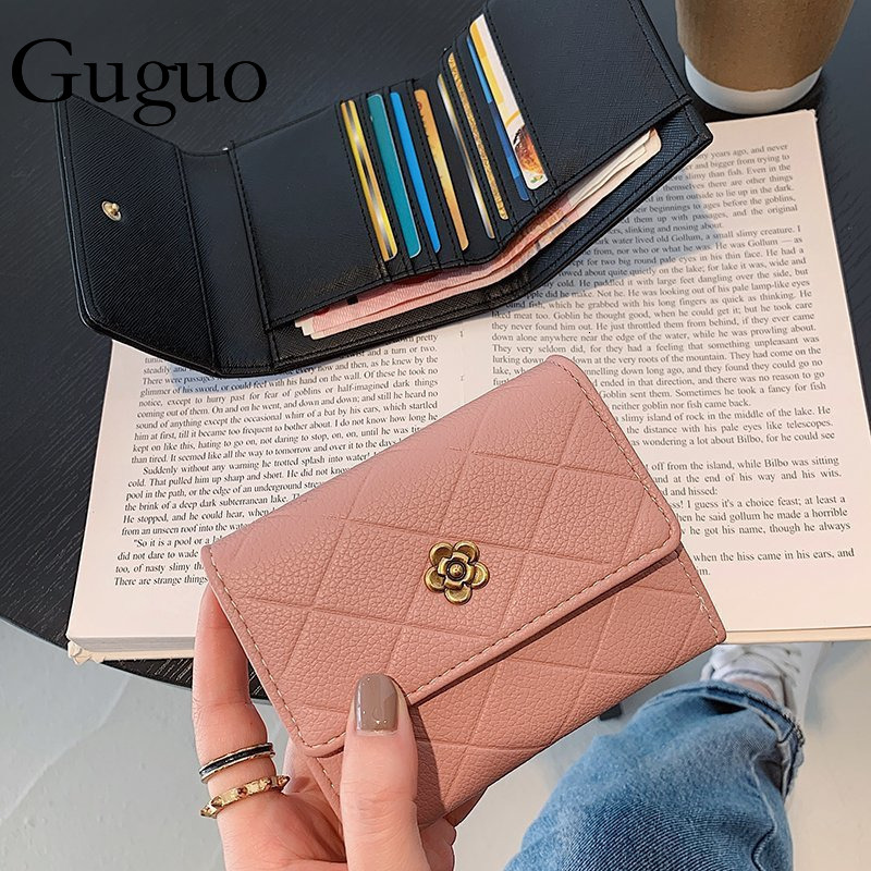 Guguo Free Shipping New Designer Shopping Bag Niche Design High-end Small Diamond Pattern Wallet Multi-card Slot Coin Purse For Women