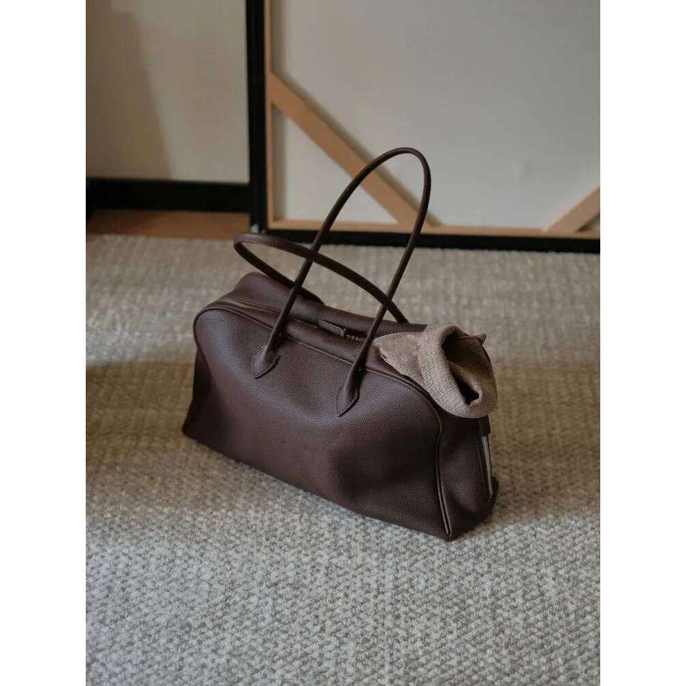 Large Capaci Genuine Leather Tote Women's 2025 New Faion Commute Handbag Single Oulder Bowling Boston Bag