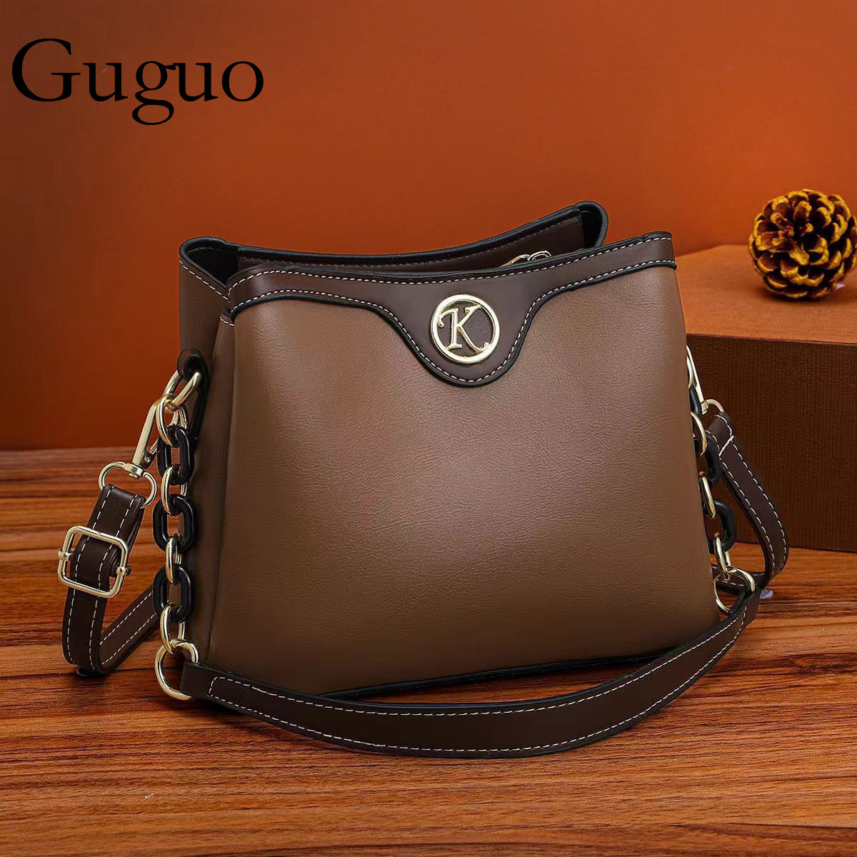 Guguo Free Shipping New Designer Bag High-end Shopping Bag Fashion Retro Bucket Bag From Manufacturer Trendy Large Capacity Shoulder Crossbody Bag Who