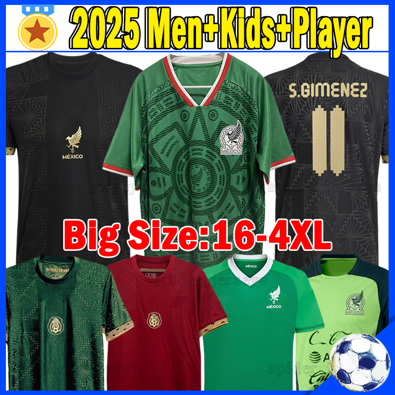XXXL 4XL 2025 Mexico soccer jerseys Gold Cup RAUL C.MONTES S.GIMENEZ A.SEPULVEDA 25 26 player version Copa America goalkeeper Football Shirts L.MALAGON Men Kids Kits set